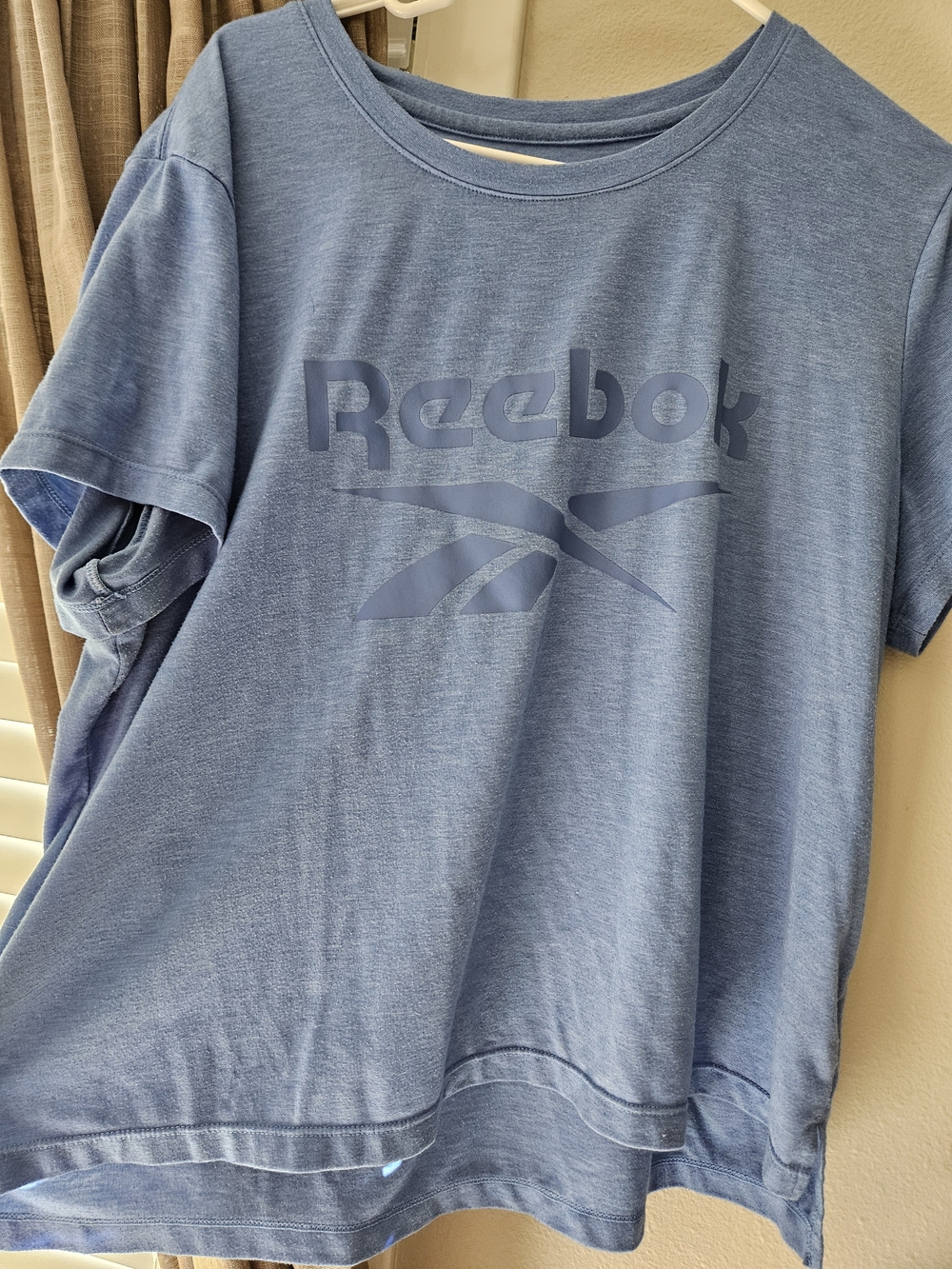 Reebok Womens Light Blue Logo Short Sleeve Tee